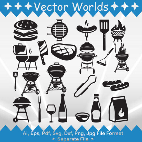 Bundle of vector enchanting images of silhouettes of picnics.