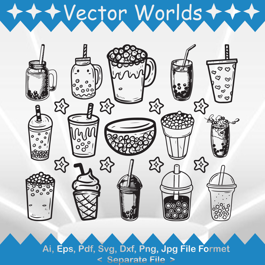 Collection of beautiful bubble tea silhouette images.