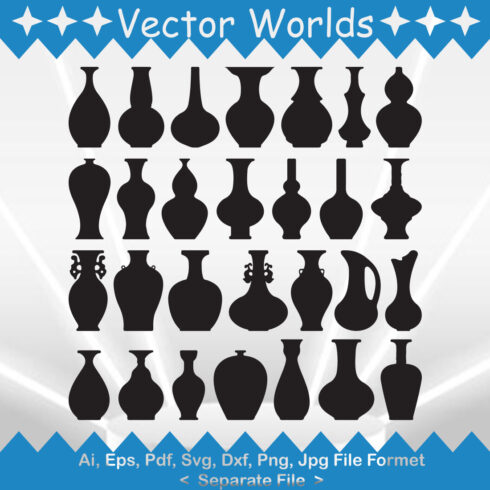 Bundle of vector irresistible images of pot pottery silhouettes.