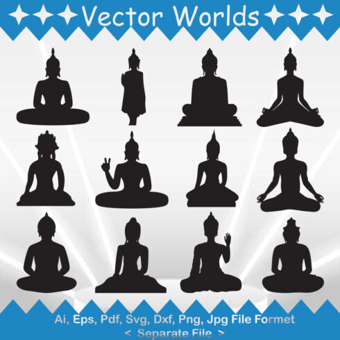 Bundle of vector unique images of buda silhouettes