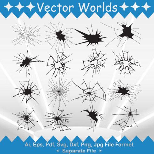 A Pack of Adorable Cracked Glass Silhouette Images.