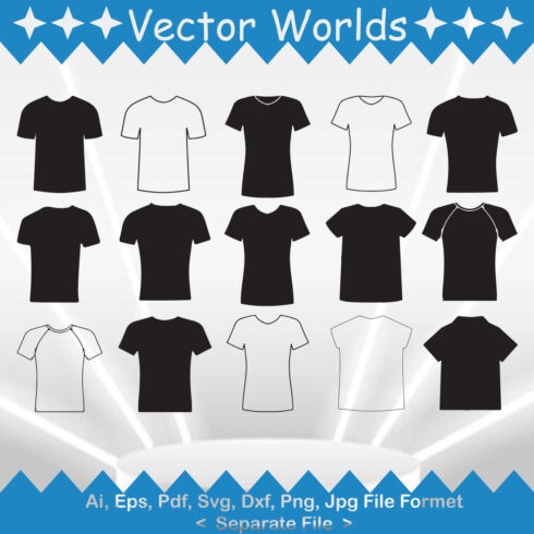 Pack of vector adorable images of short sleeve shirt silhouettes.