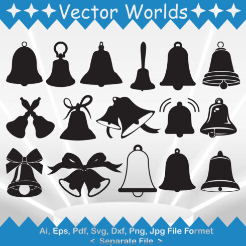 Pack of vector wonderful images of silhouettes of bells.