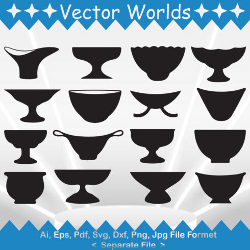 Collection of vector marvelous bowls silhouette images.