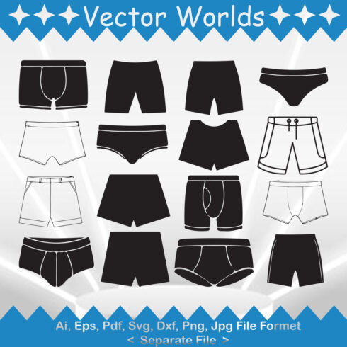 A selection of vector exquisite images of short pant silhouettes.