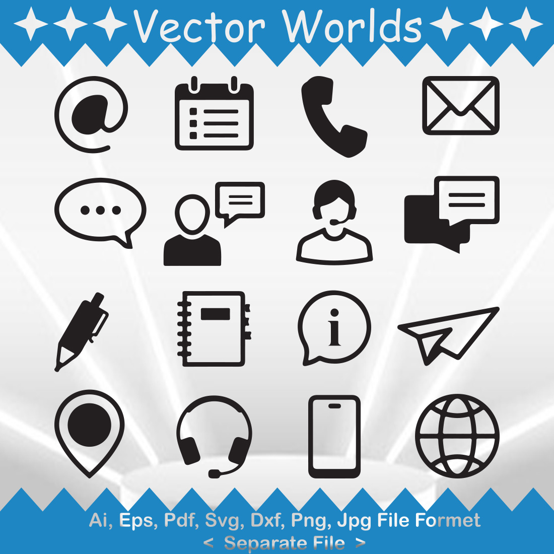 Pack of vector unique images of silhouettes support contact.