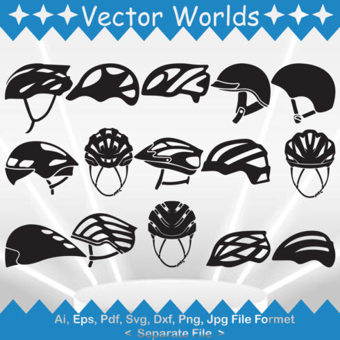 A selection of vector beautiful images of biker helmets.