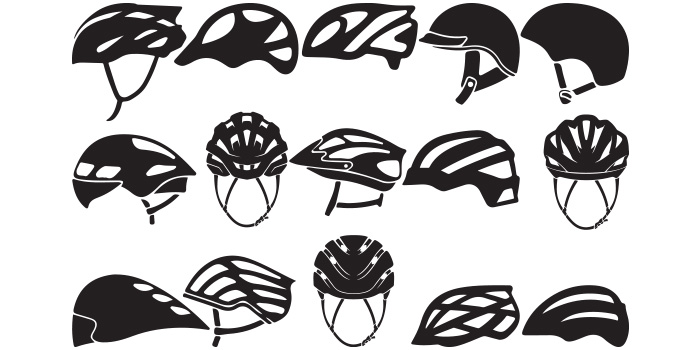 Bundle of vector wonderful images of biker helmets.