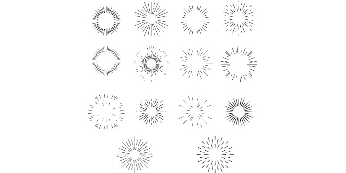 A selection of vector enchanting images of sunburst silhouettes.