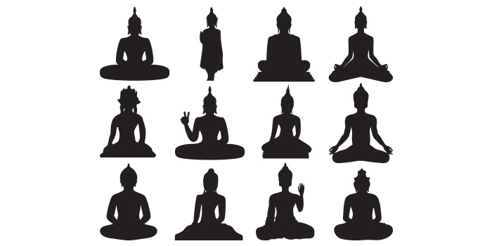 Pack of vector exquisite images of buda silhouettes.