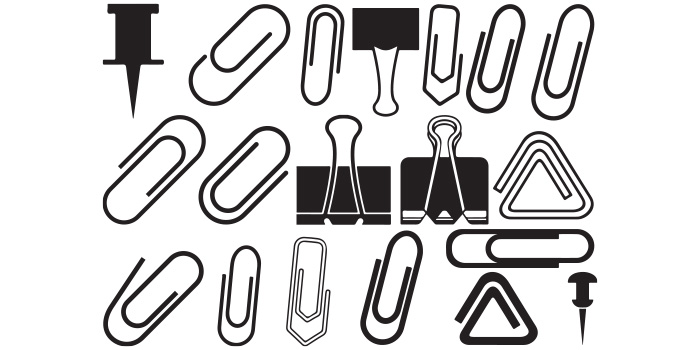 Set of vector enchanting binder clip images.