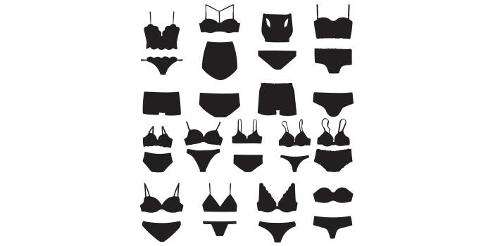 Set of amazing bra and panty silhouette images.