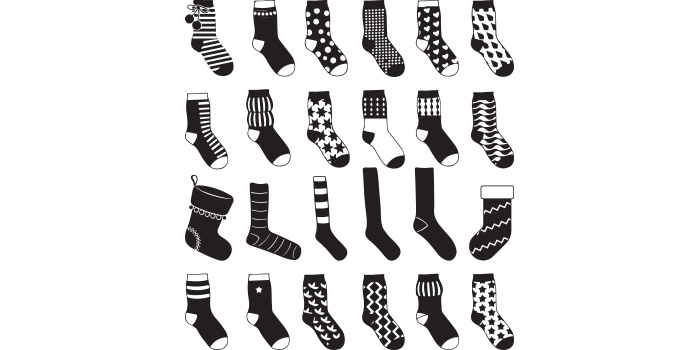 A selection of vector gorgeous images of sock silhouettes.