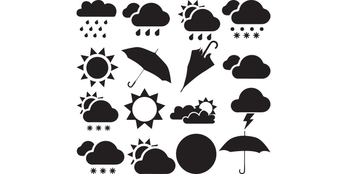 Pak of vector unique images of silhouettes weather.