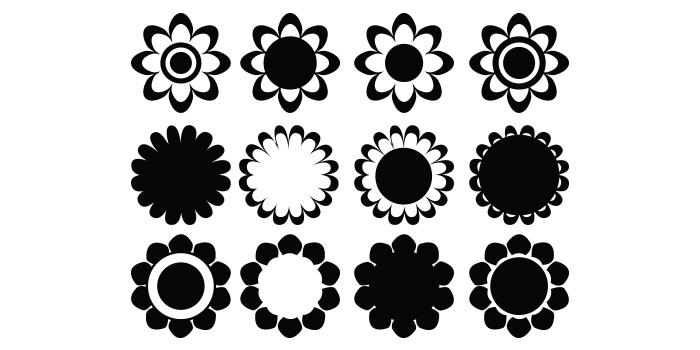 Pack of enchanting images of black color of flower assortment.