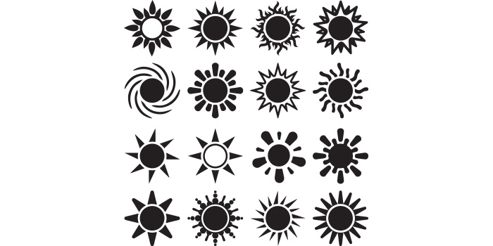 Pack of vector amazing images of silhouettes of the sun.