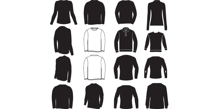 Set of vector gorgeous images of silhouettes of turtlenecks.