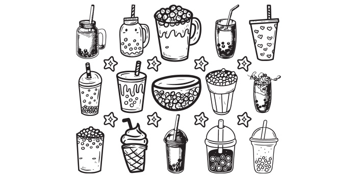A selection of wonderful bubble tea silhouette images.