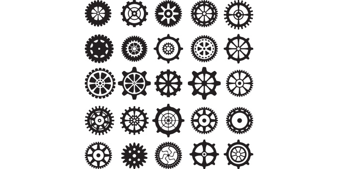 A selection of vector wonderful images of gears silhouettes.