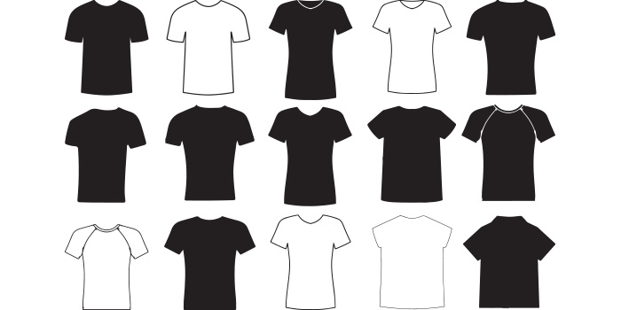 Collection of vector marvelous images of short sleeve shirt silhouettes.