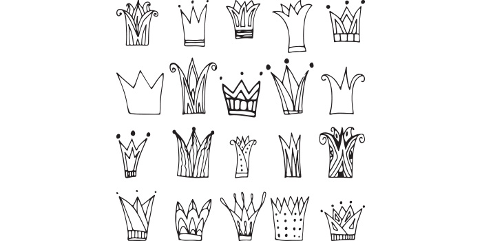 Set of vector amazing images of silhouettes of crowns.