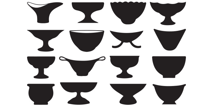 Compilation of vector irresistible images of the silhouette of bowls.