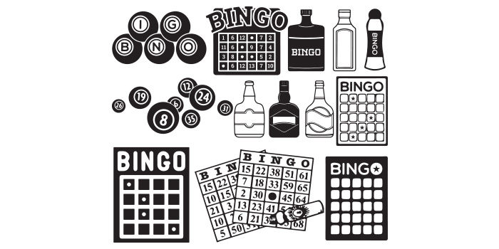 A selection of vector unique images of various items with the inscription bingo.