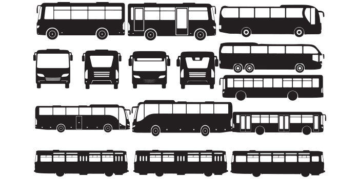Collection of vector unique images of bus.