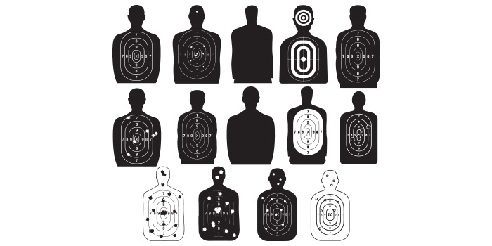 A pack of vector adorable images of bullet targets.