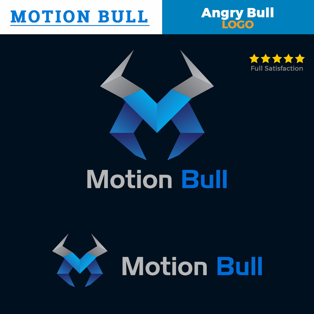 M Letter Angry Bull Head Digital Logo cover image.