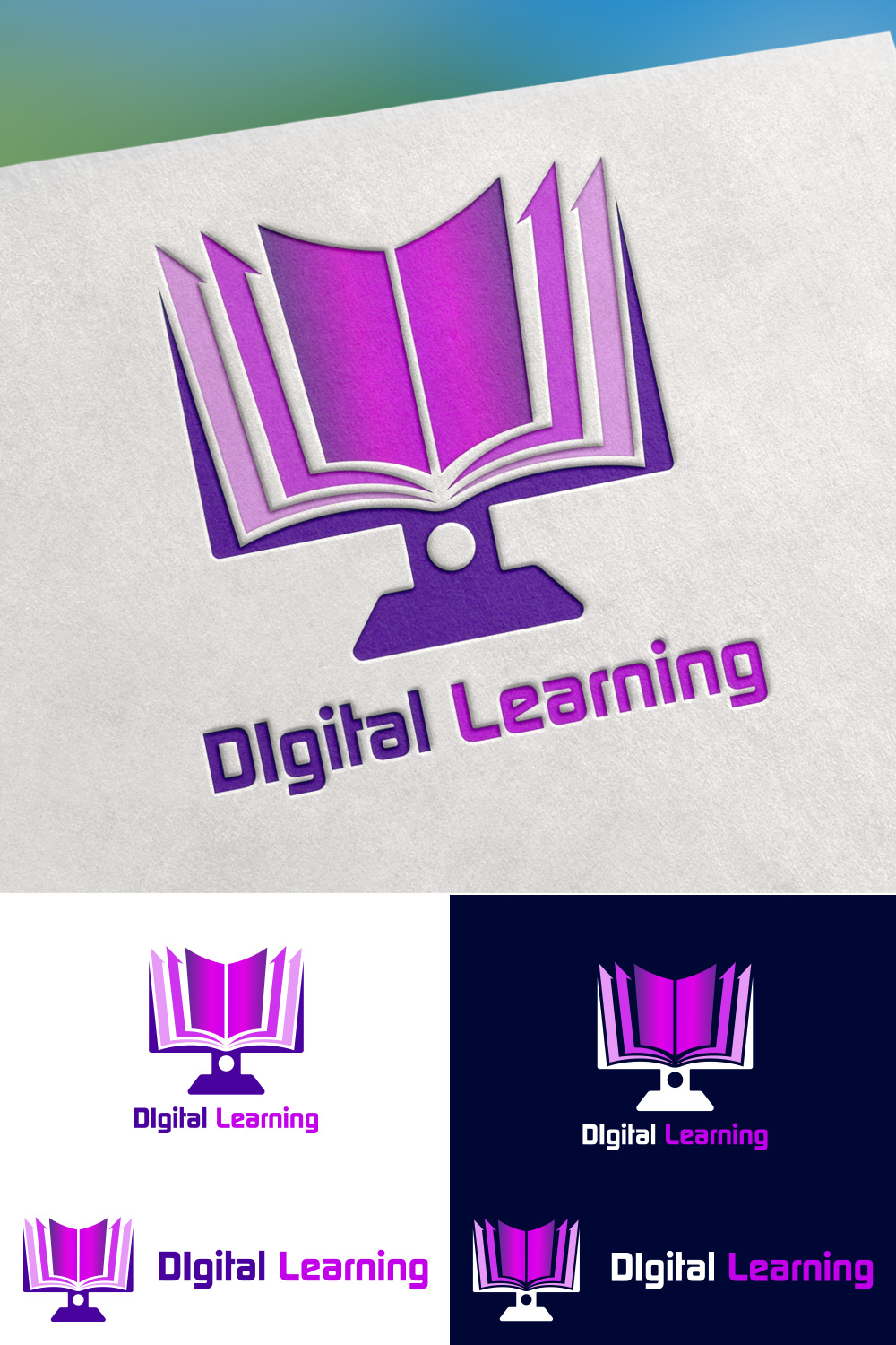 Digital Learning Ebook Logo Design pinterest image.