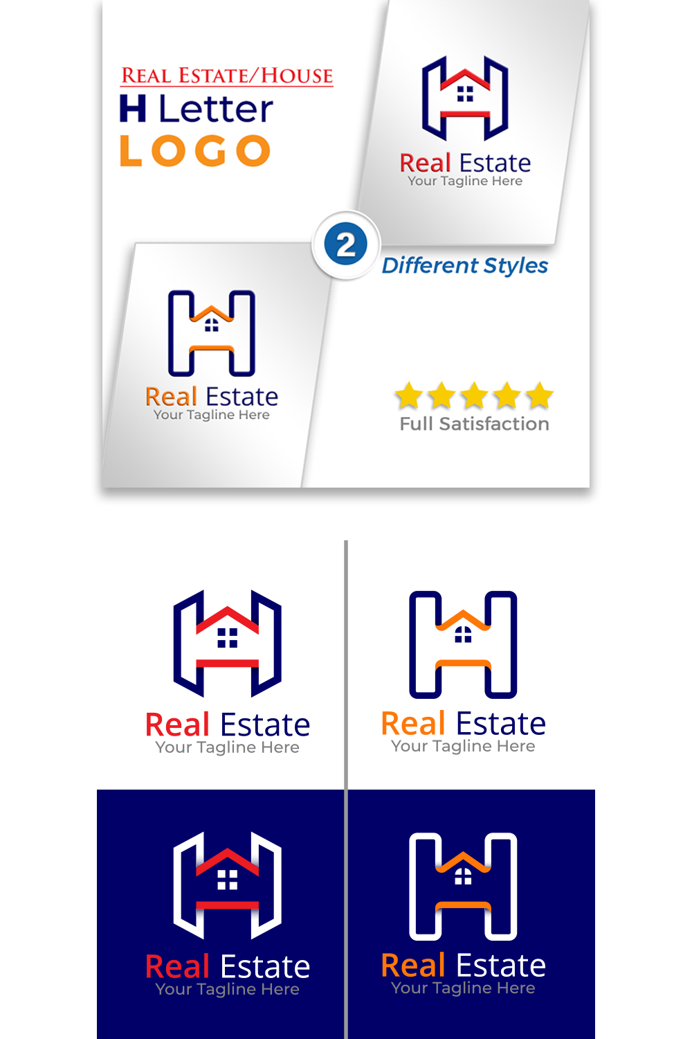 H Letter Real Estate Logo Design pinterest image.