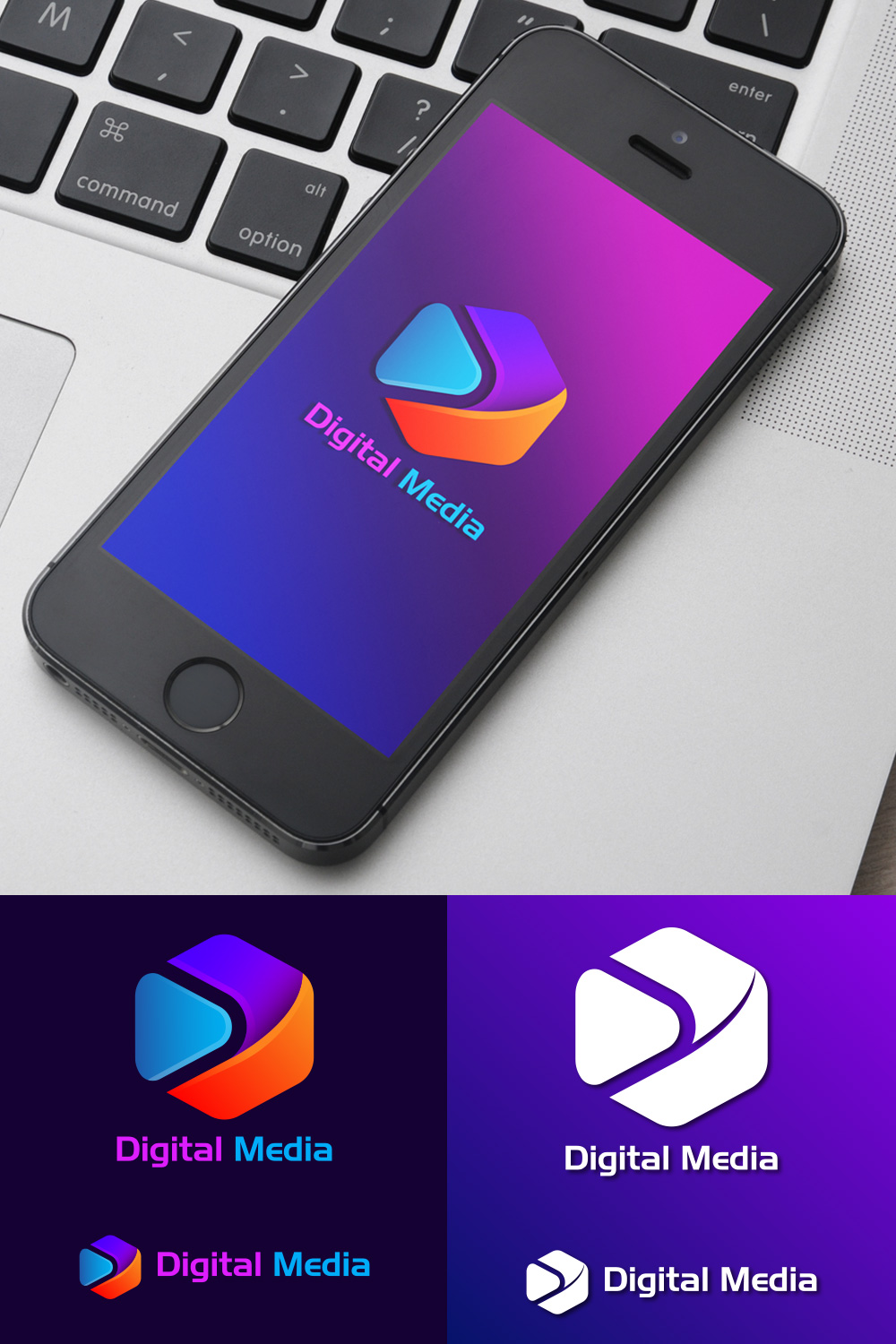Digital Media Mobile App Logo Design pinterest image.