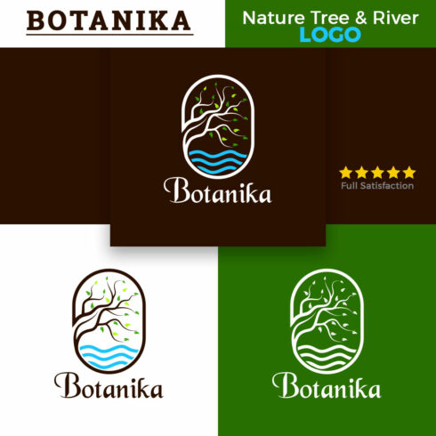 Botanic Logo Nature Green Tree Leaf River Illustration cover image.