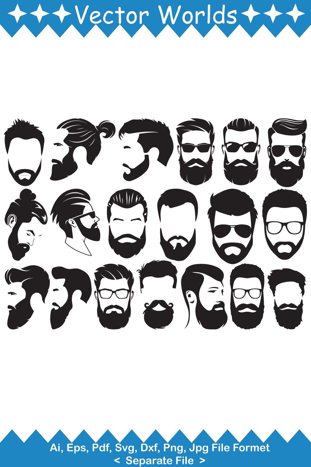 A selection of vector enchanting images of bearded mens.