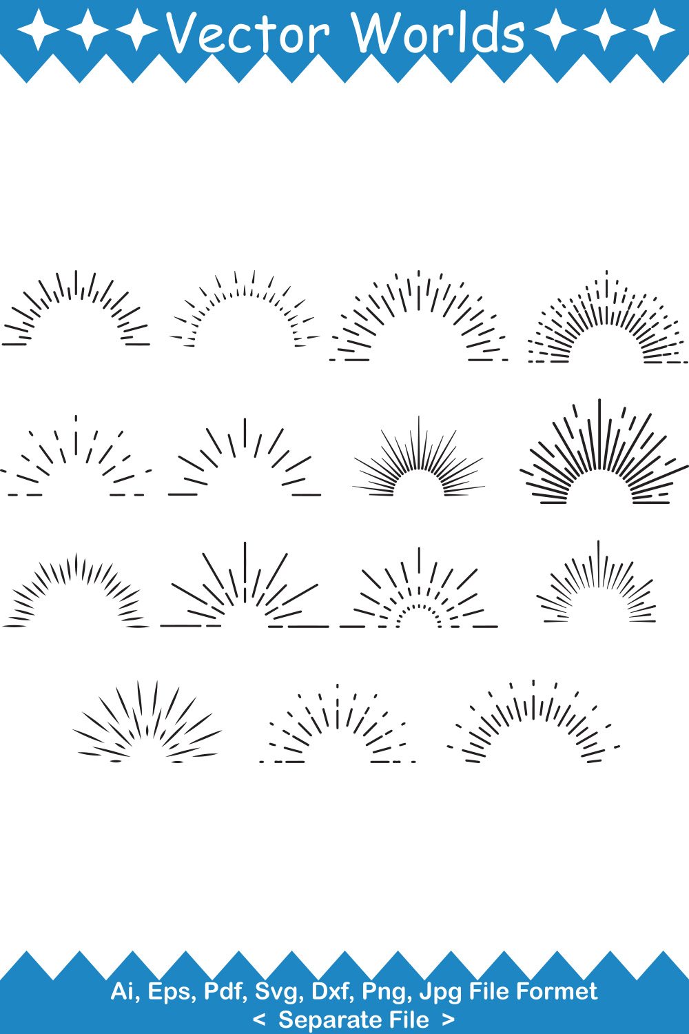 A selection of vector gorgeous images of sunburst silhouettes.
