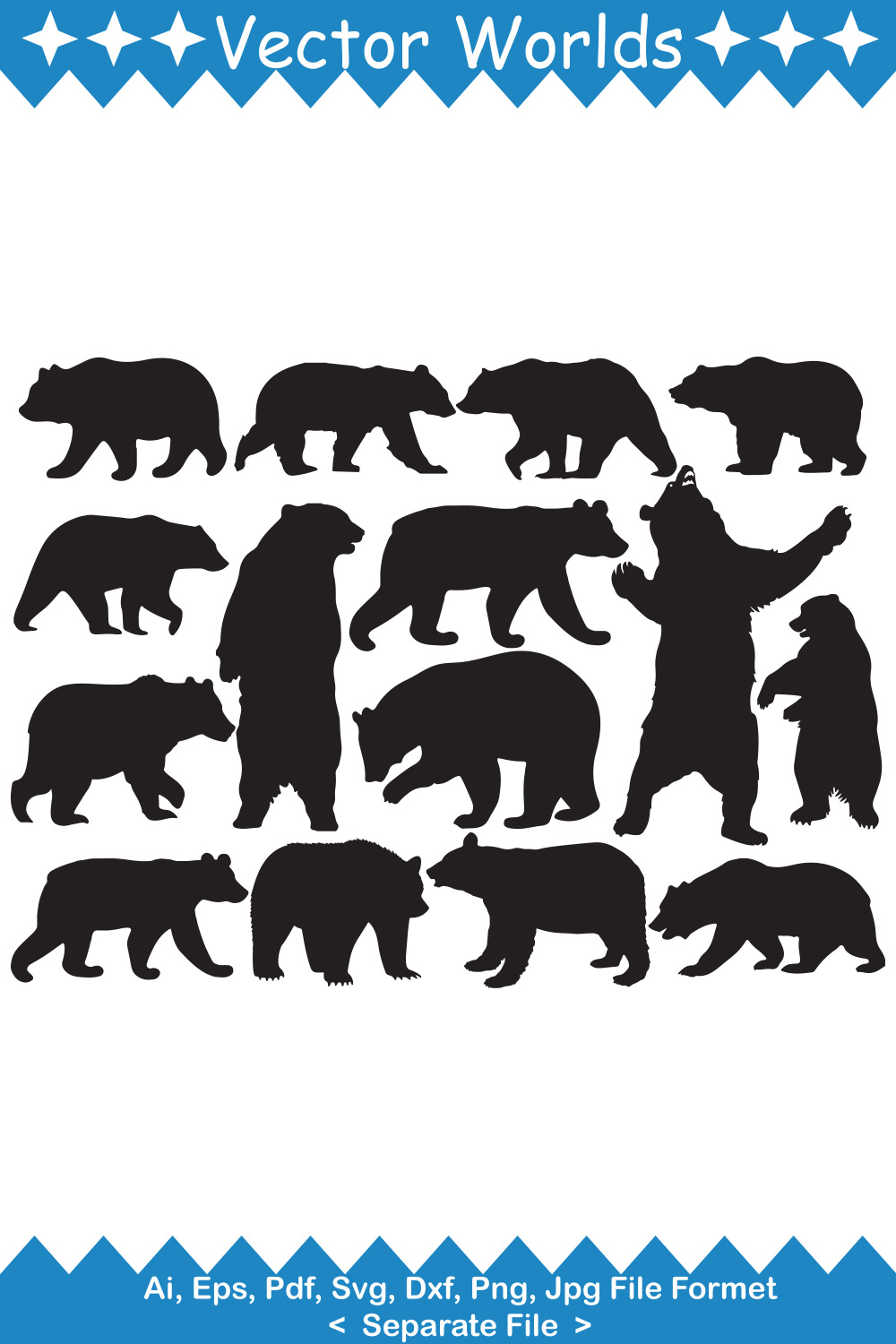 Picture of a bear silhouettes on a white background.