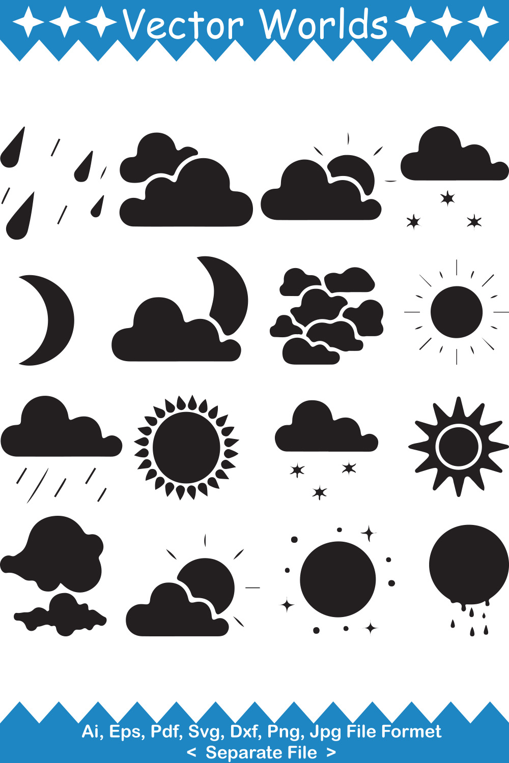 Collection of vector irresistible weather silhouettes images.