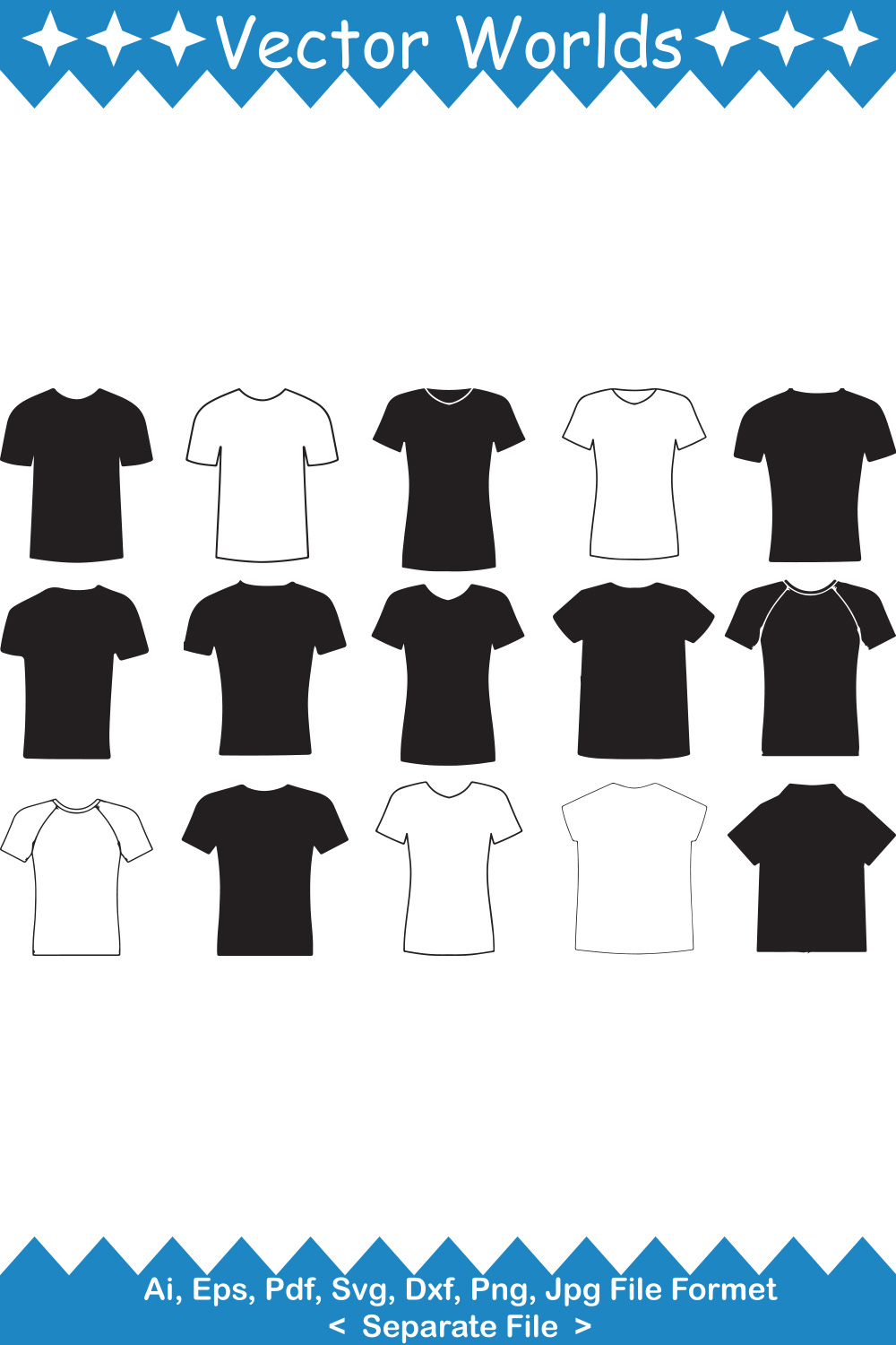 Set of vector beautiful images of short sleeve shirt silhouettes.