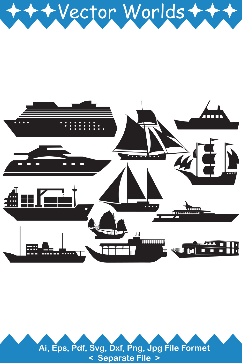 Compilation of vector irresistible houseboat silhouettes.