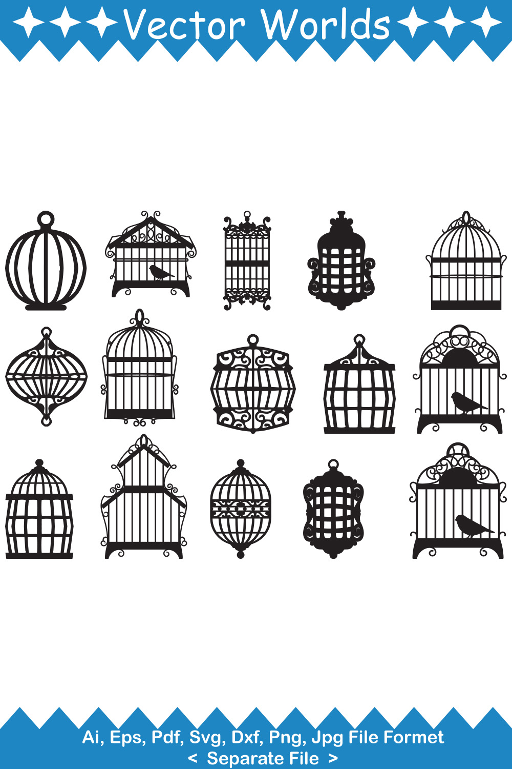 Bird Cage SVG Design Graphics pinterest image.