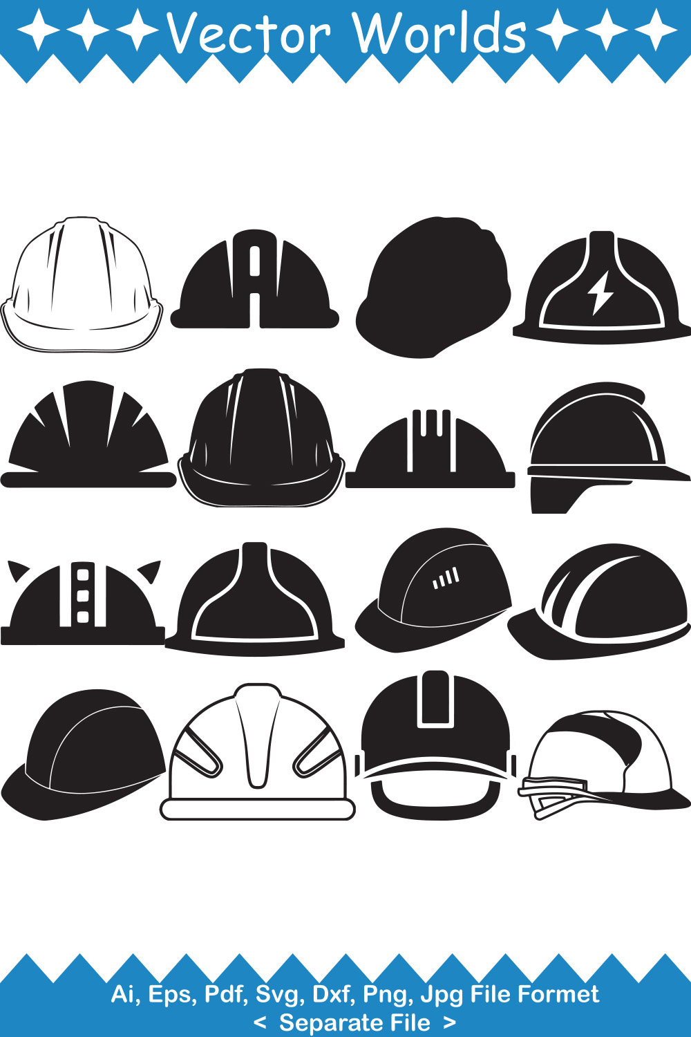 Collection of vector wonderful images of hard hat silhouettes.