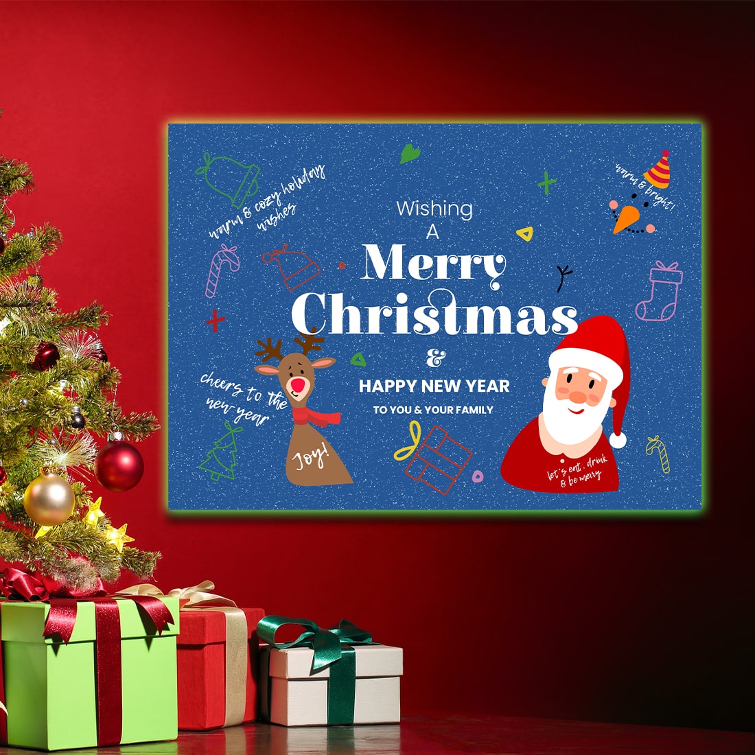 Printable Christmas and New Year Cards PSD - MasterBundles