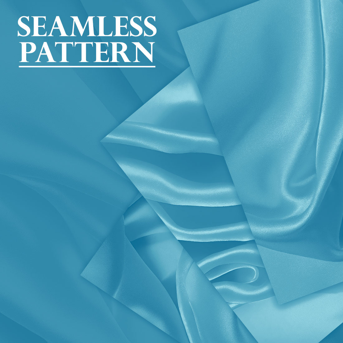 Set of images with beautiful patterns of blue sea silk.
