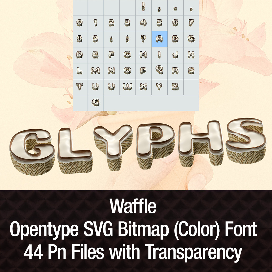 Font Opentype Waffle Bitmap PNG Design cover image.