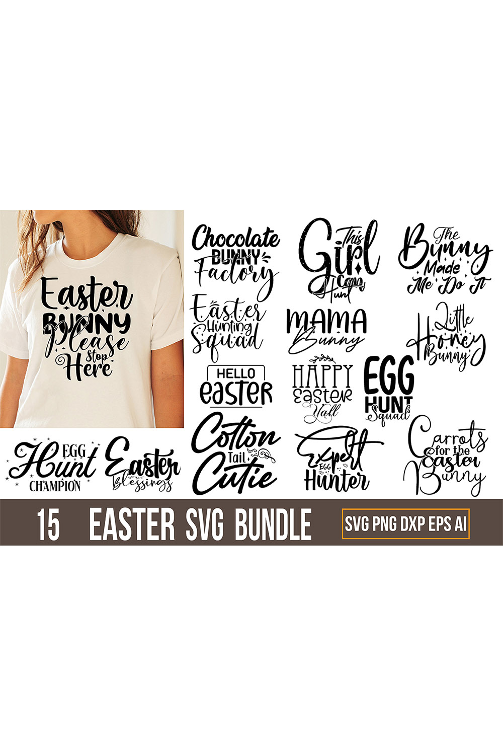 T-shirt Easter Typography Design SVG pinterest image.