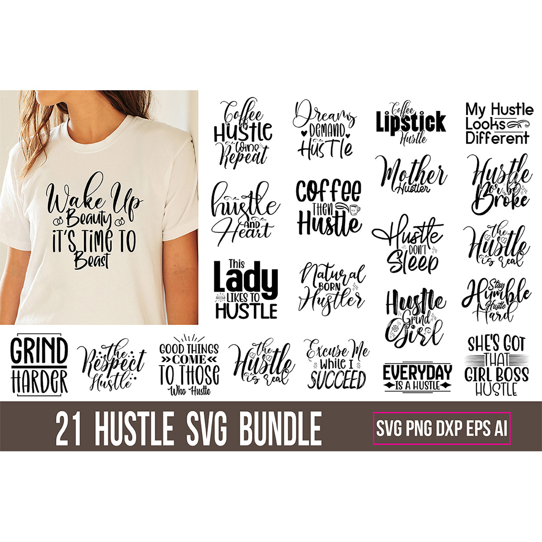 T-shirt Typography Quotes SVG Design Bundle cover image.