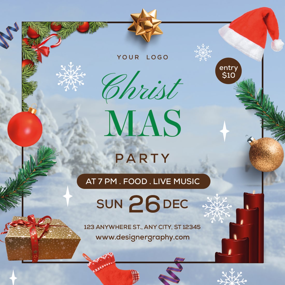 Event Party Christmas Flyer cover image.