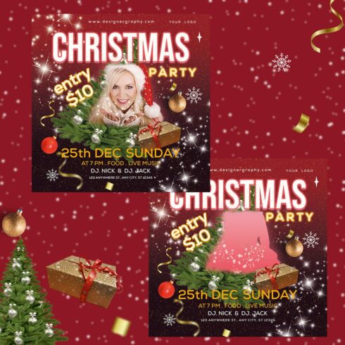 Printable Christmas Party Flyer - main image preview.