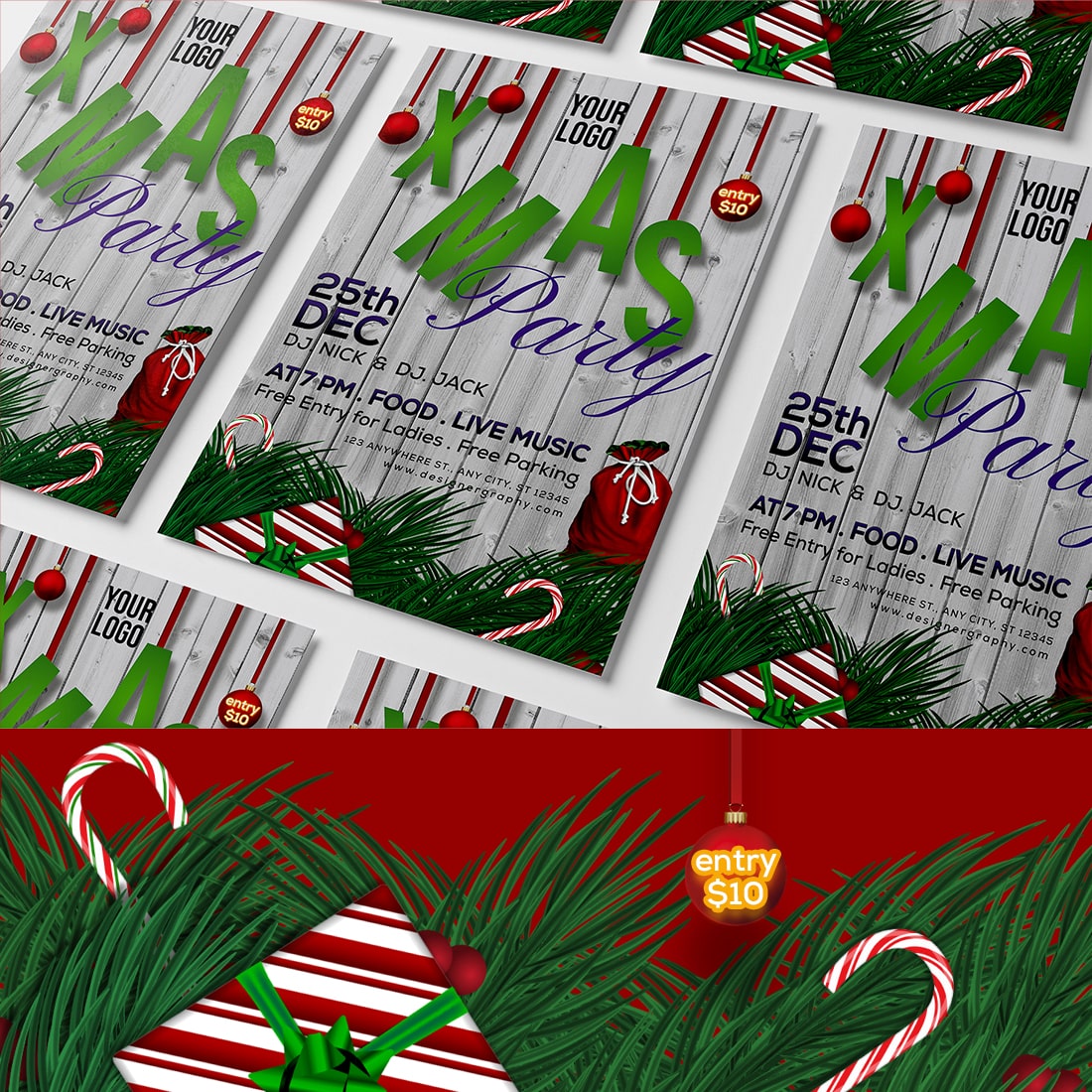 Xmas Party Flyer Template created by Zara.